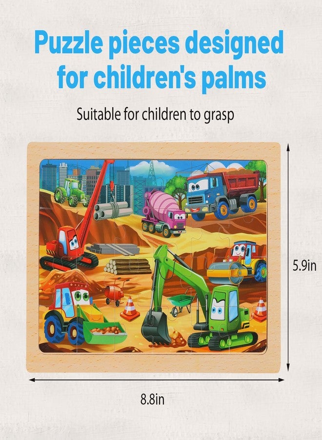 OSBOO Wooden Puzzles for Kids Ages 4-6, 24 Piece Vehicle Car Construction Jigsaw Puzzles 4 Packs, Preschool Toddlers Learning Activity Puzzles Toys for Boys Girls 3 4 5 6 Years Old - Image 3